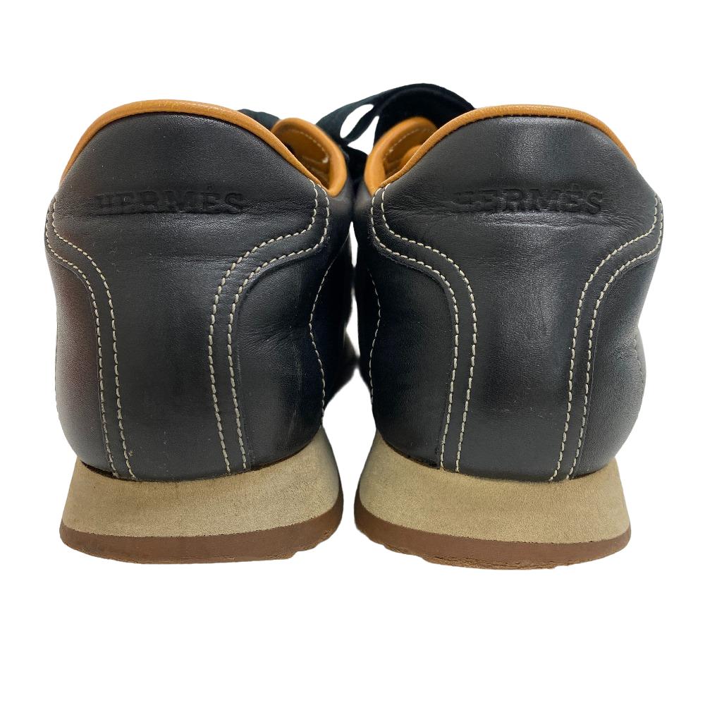 HERMES sneakers leather black Lining quick 37