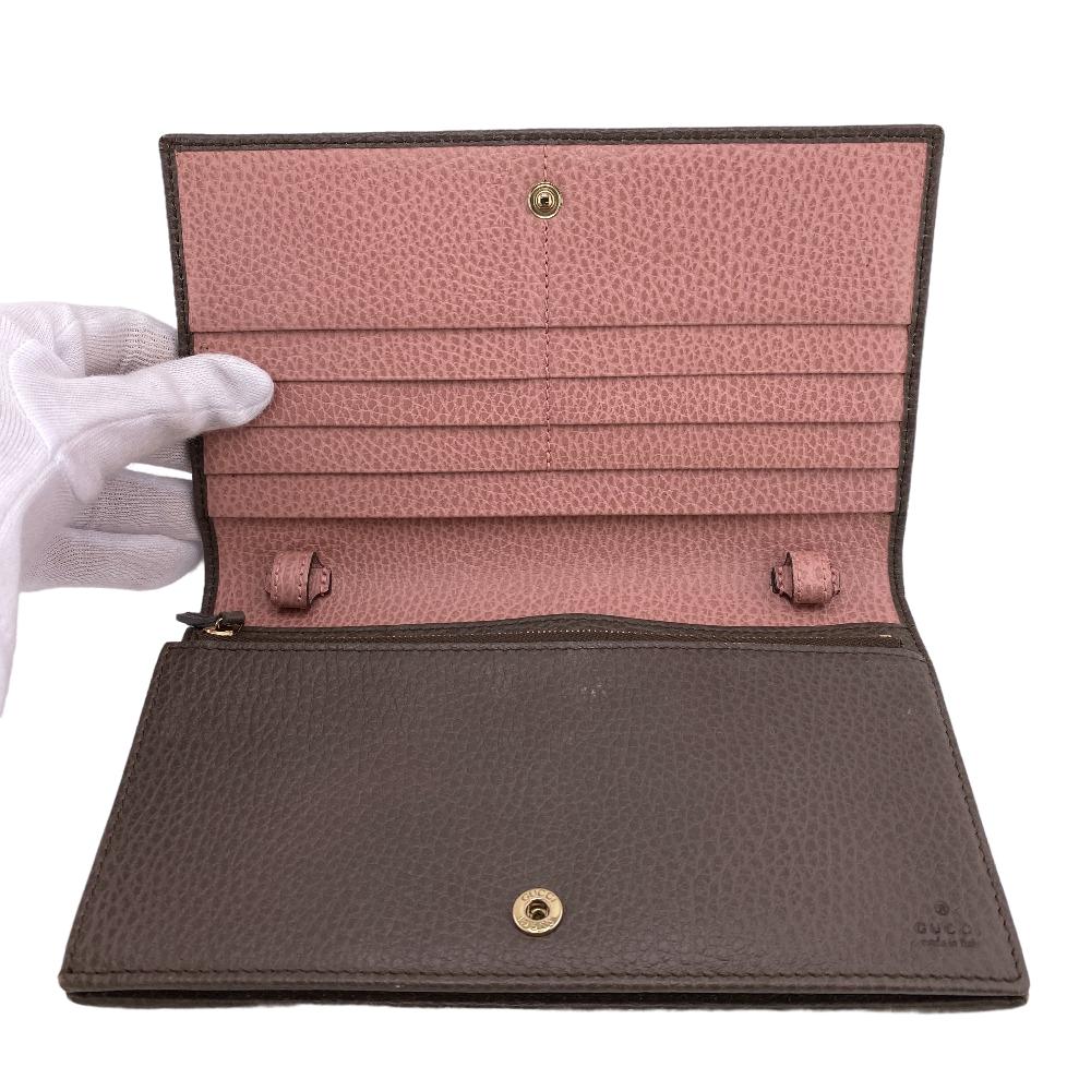 GUCCI Long Wallet Purse 368231 leather gray Women Used