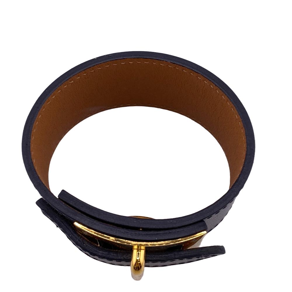 HERMES Bangle leather black Kelly bangle M