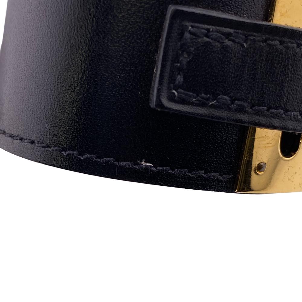 HERMES Bangle leather black Kelly bangle M