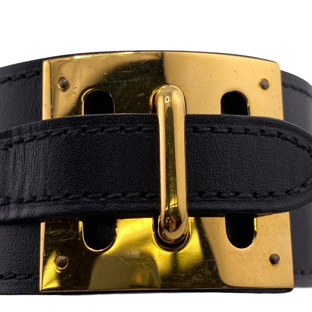HERMES Bangle leather black Kelly bangle M