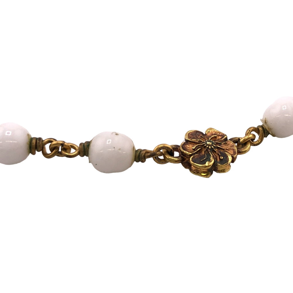 GUCCI Necklace Gold Plated gold Flower pearl Interlocking G Women Used