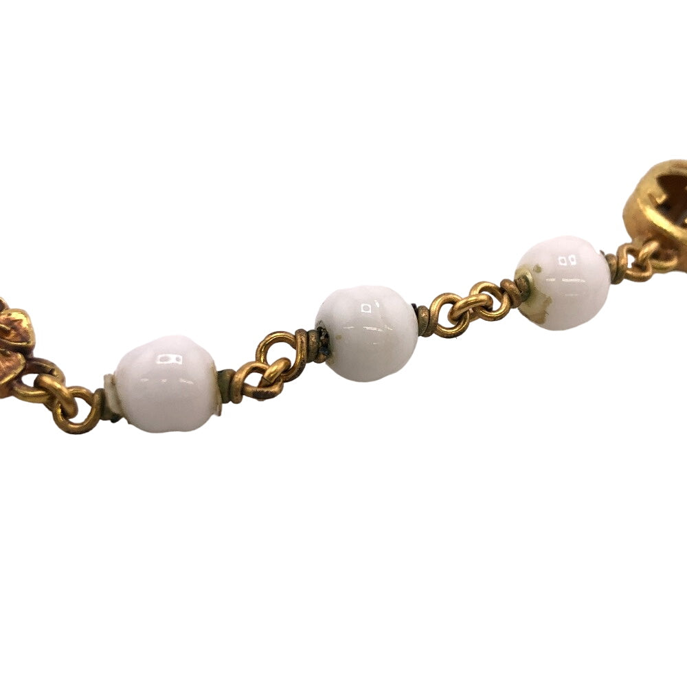 GUCCI Necklace Gold Plated gold Flower pearl Interlocking G Women Used
