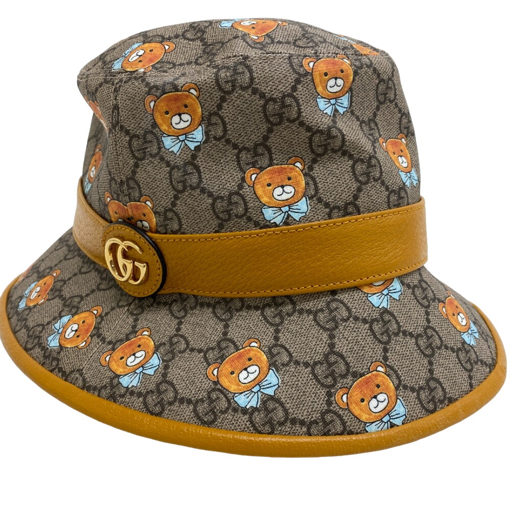 GUCCI hat 660704 Polyester, Cotton Brown M KAI collaboration bear GG Supreme Women M Used