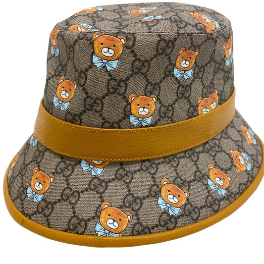 GUCCI hat 660704 Polyester, Cotton Brown M KAI collaboration bear GG Supreme Women M Used