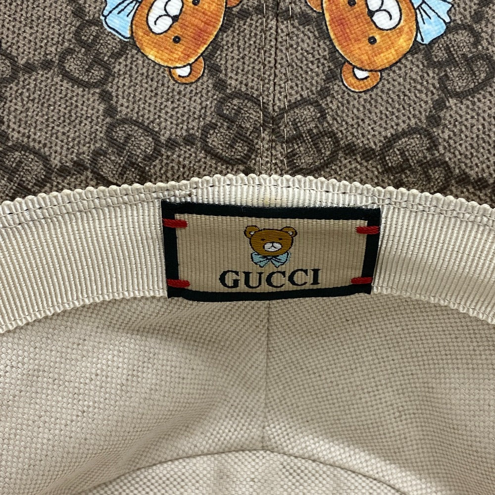 GUCCI hat 660704 Polyester, Cotton Brown M KAI collaboration bear GG Supreme Women M Used