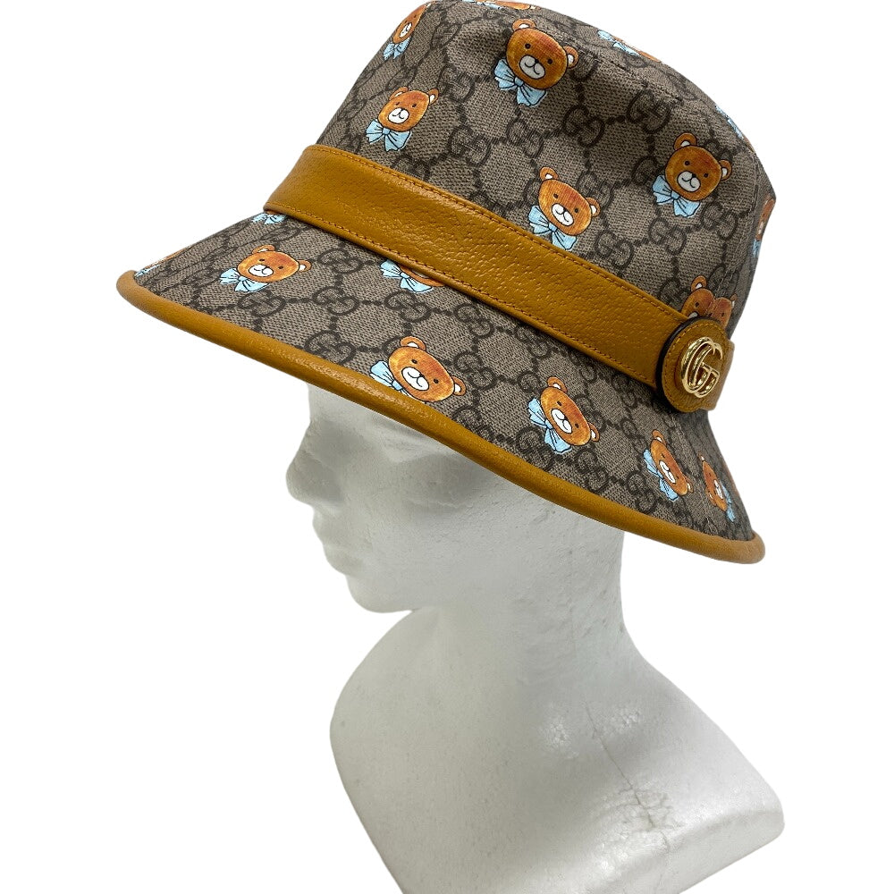 GUCCI hat 660704 Polyester, Cotton Brown M KAI collaboration bear GG Supreme Women M Used