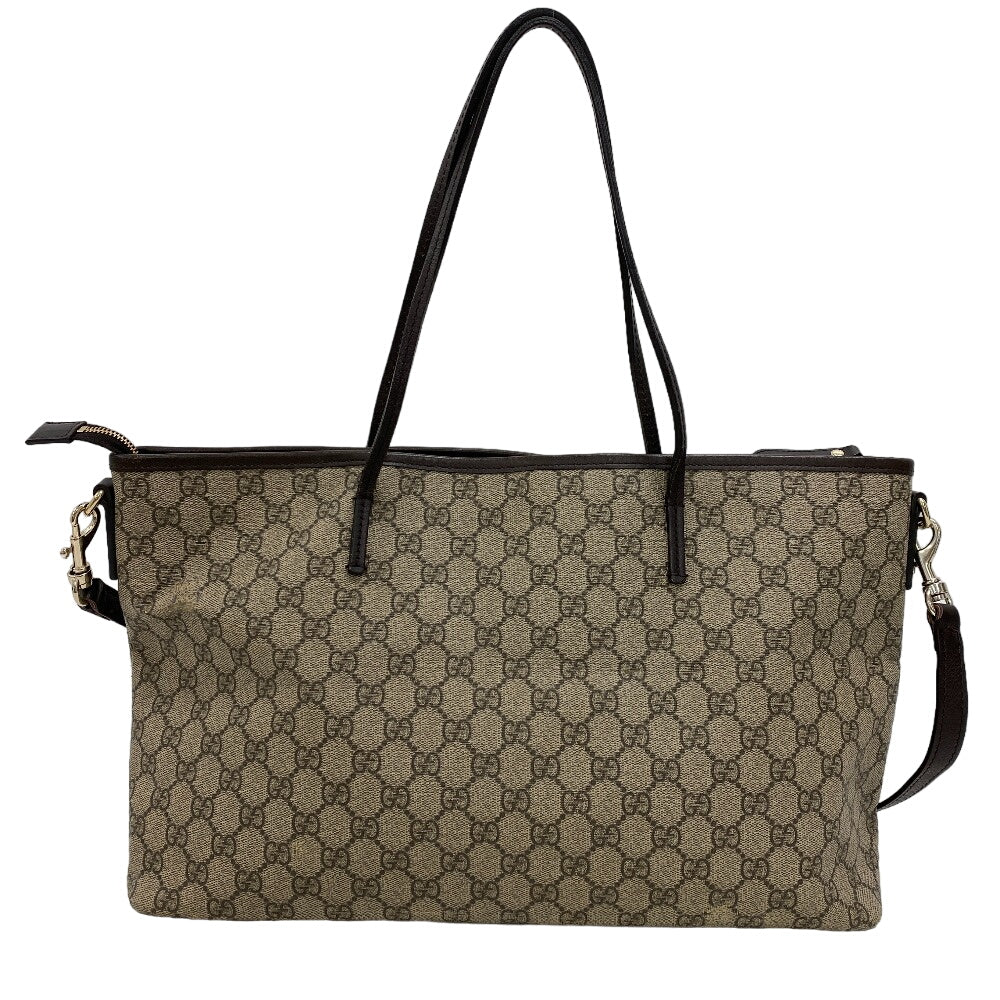 GUCCI Tote Bag PVC Brown 2WAY Shoulder Bag GG Supreme Women Used