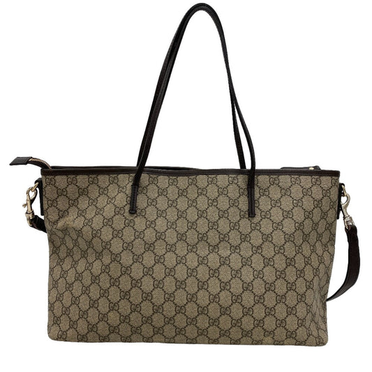 GUCCI Tote Bag PVC Brown 2WAY Shoulder Bag GG Supreme Women Used
