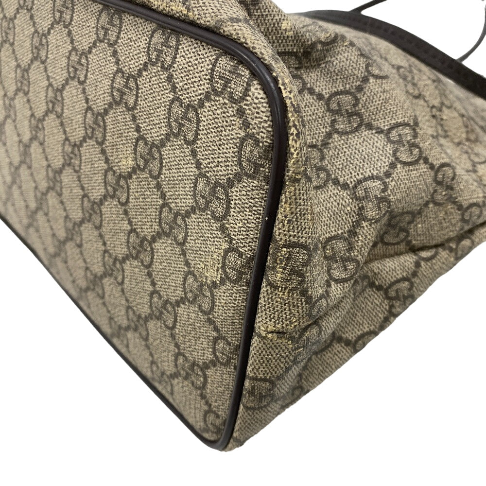 GUCCI Tote Bag PVC Brown 2WAY Shoulder Bag GG Supreme Women Used