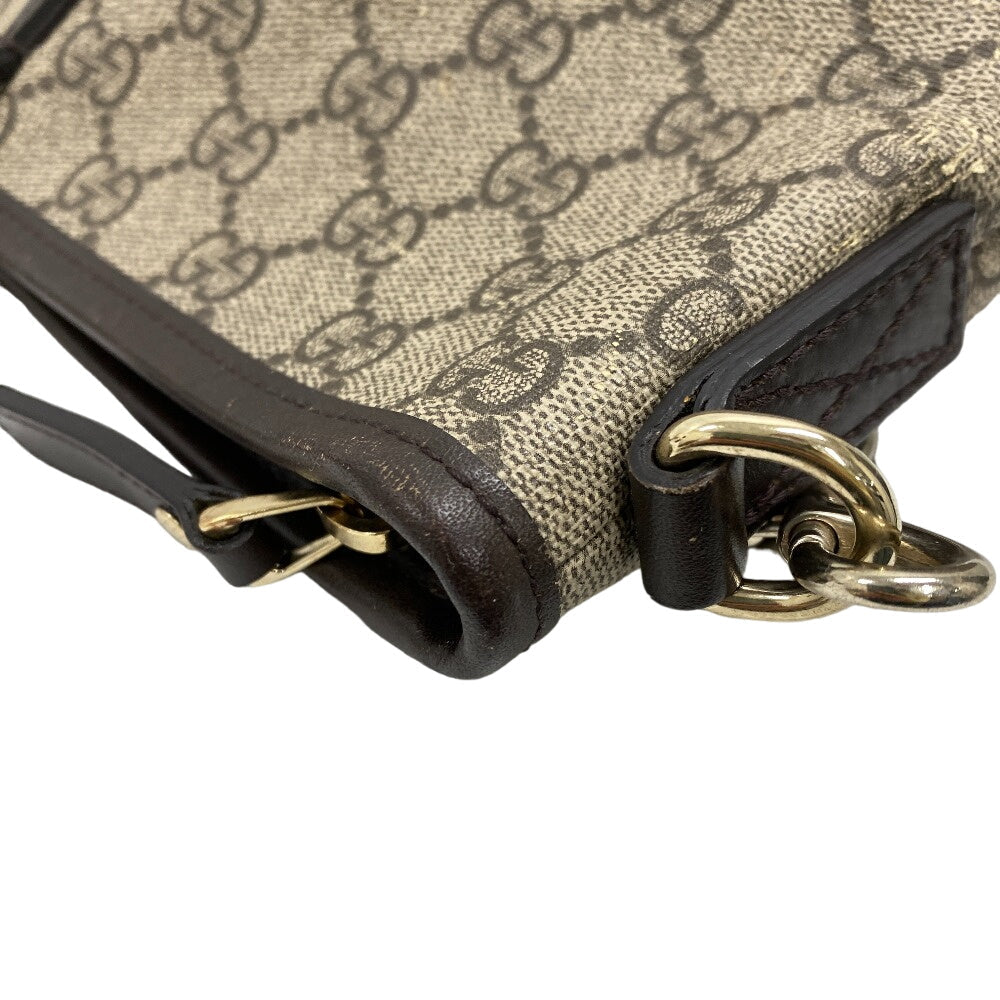 GUCCI Tote Bag PVC Brown 2WAY Shoulder Bag GG Supreme Women Used