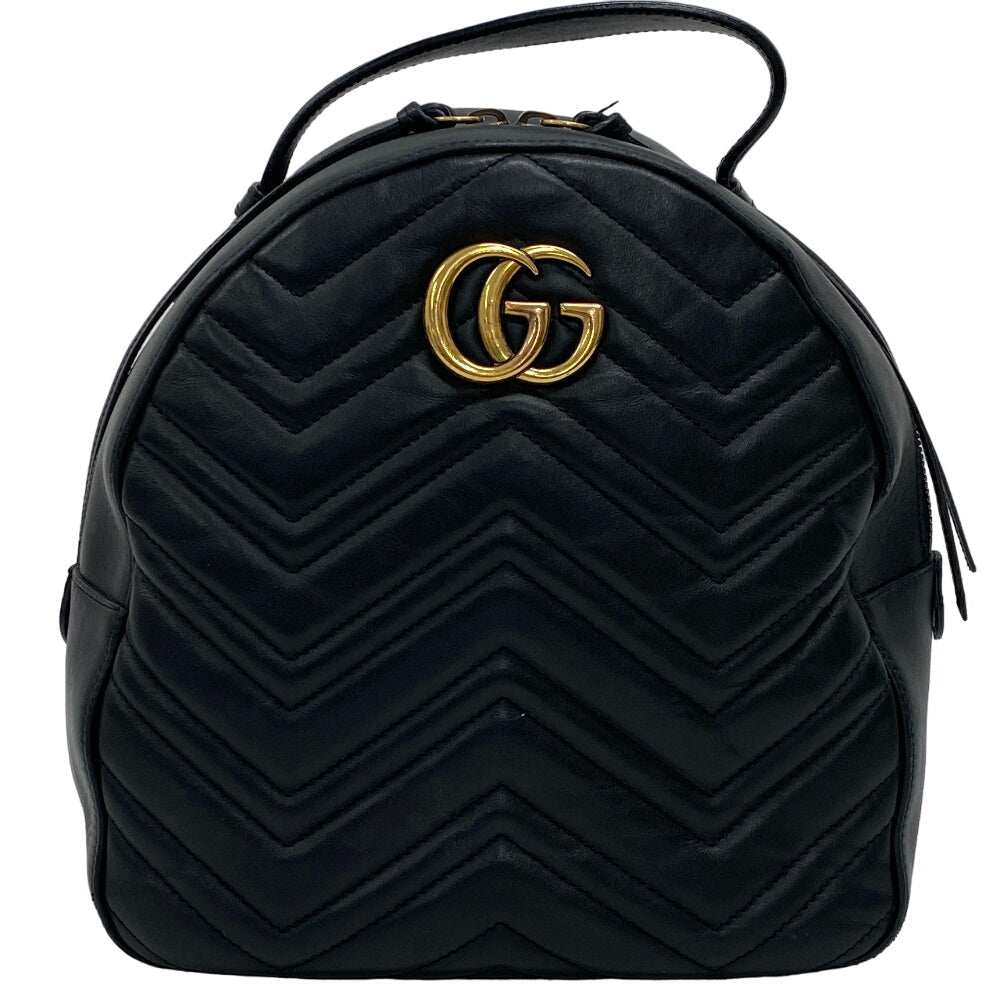 GUCCI Backpack leather black GG Marmont Women Used