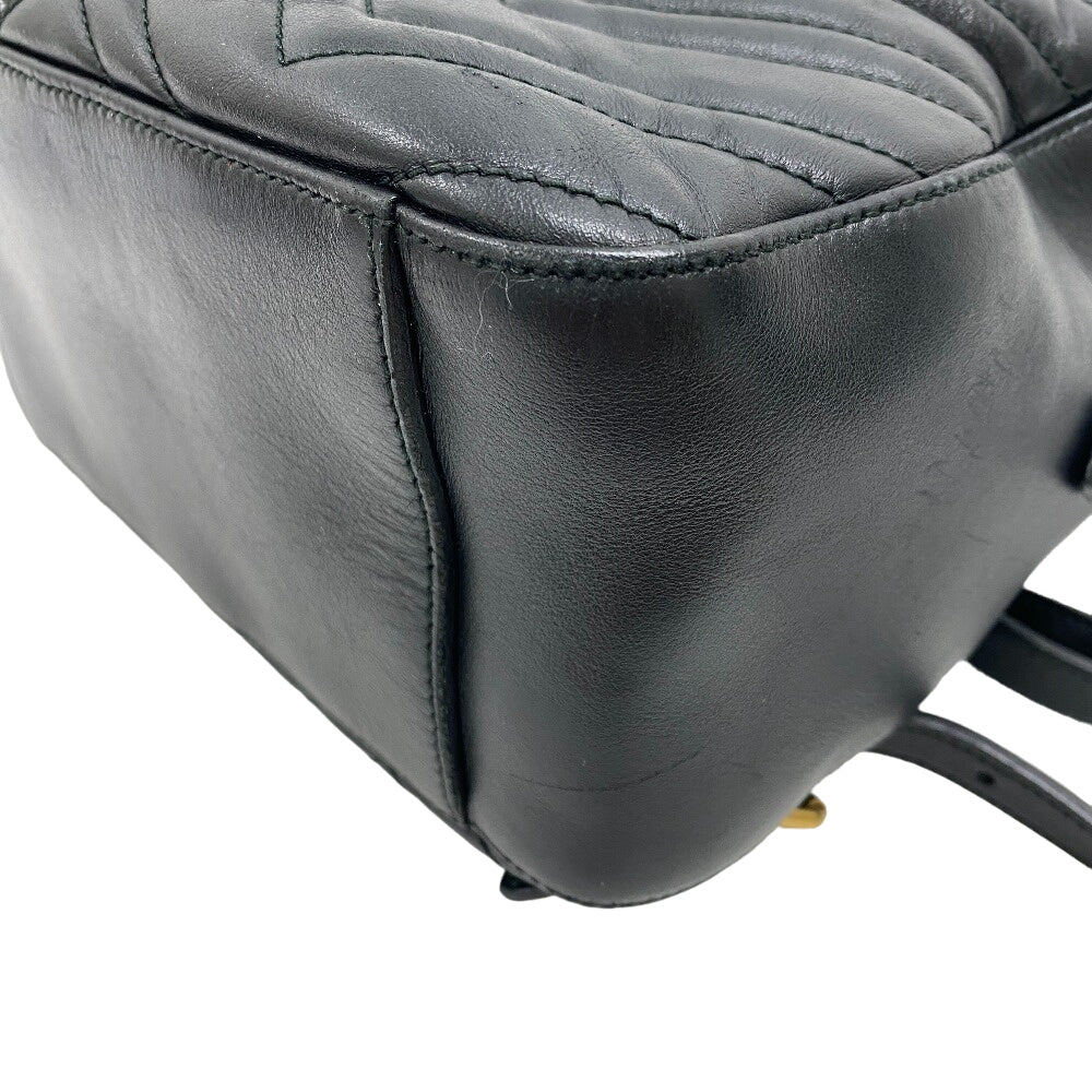 GUCCI Backpack leather black GG Marmont Women Used