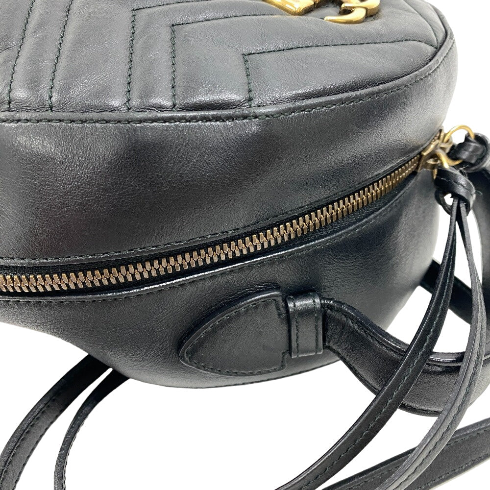GUCCI Backpack leather black GG Marmont Women Used