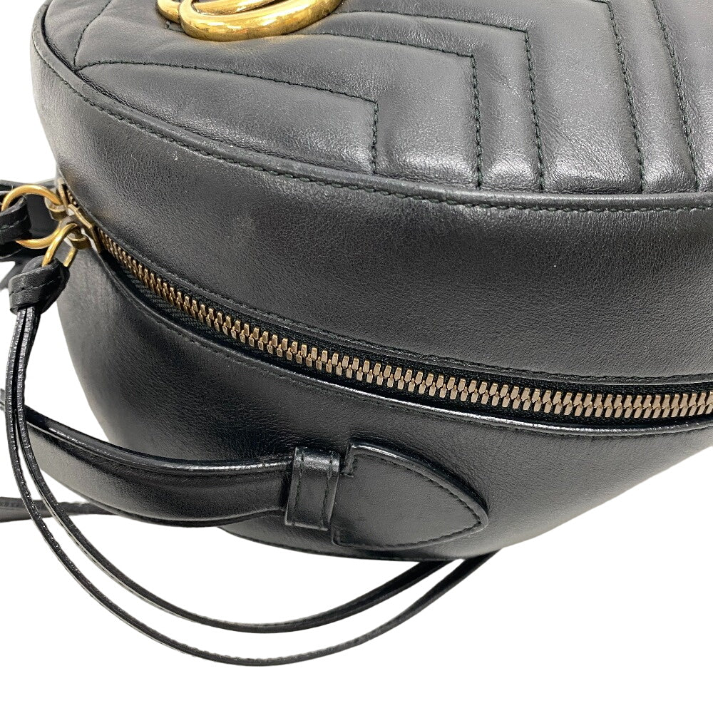 GUCCI Backpack leather black GG Marmont Women Used