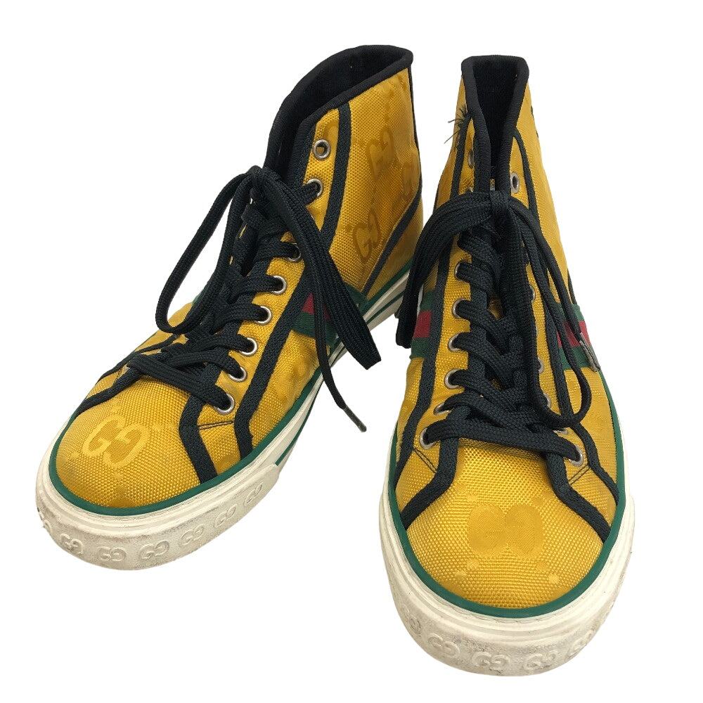 GUCCI sneakers fabric yellow Sherry Line GG Pattern TENNIS 1977 Women(Unisex) 6 1/2 Used
