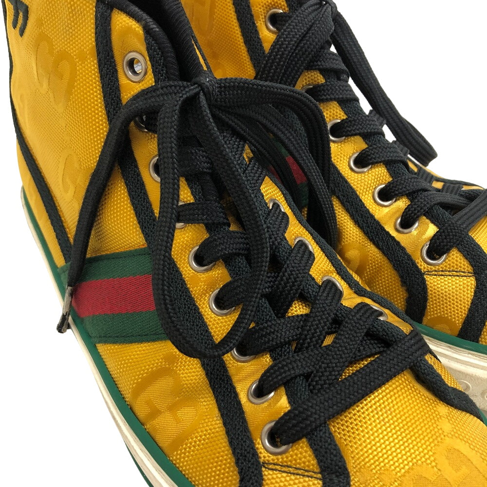 GUCCI sneakers fabric yellow Sherry Line GG Pattern TENNIS 1977 Women(Unisex) 6 1/2 Used