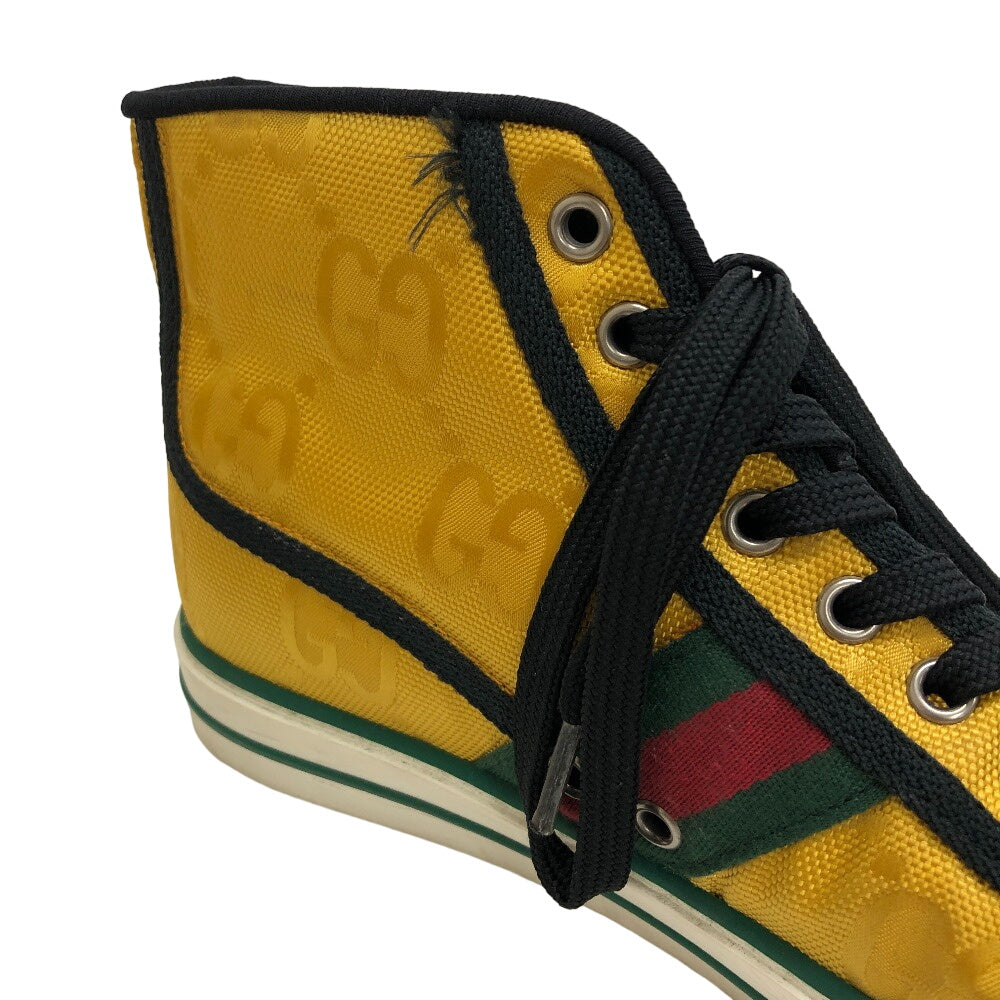 GUCCI sneakers fabric yellow Sherry Line GG Pattern TENNIS 1977 Women(Unisex) 6 1/2 Used