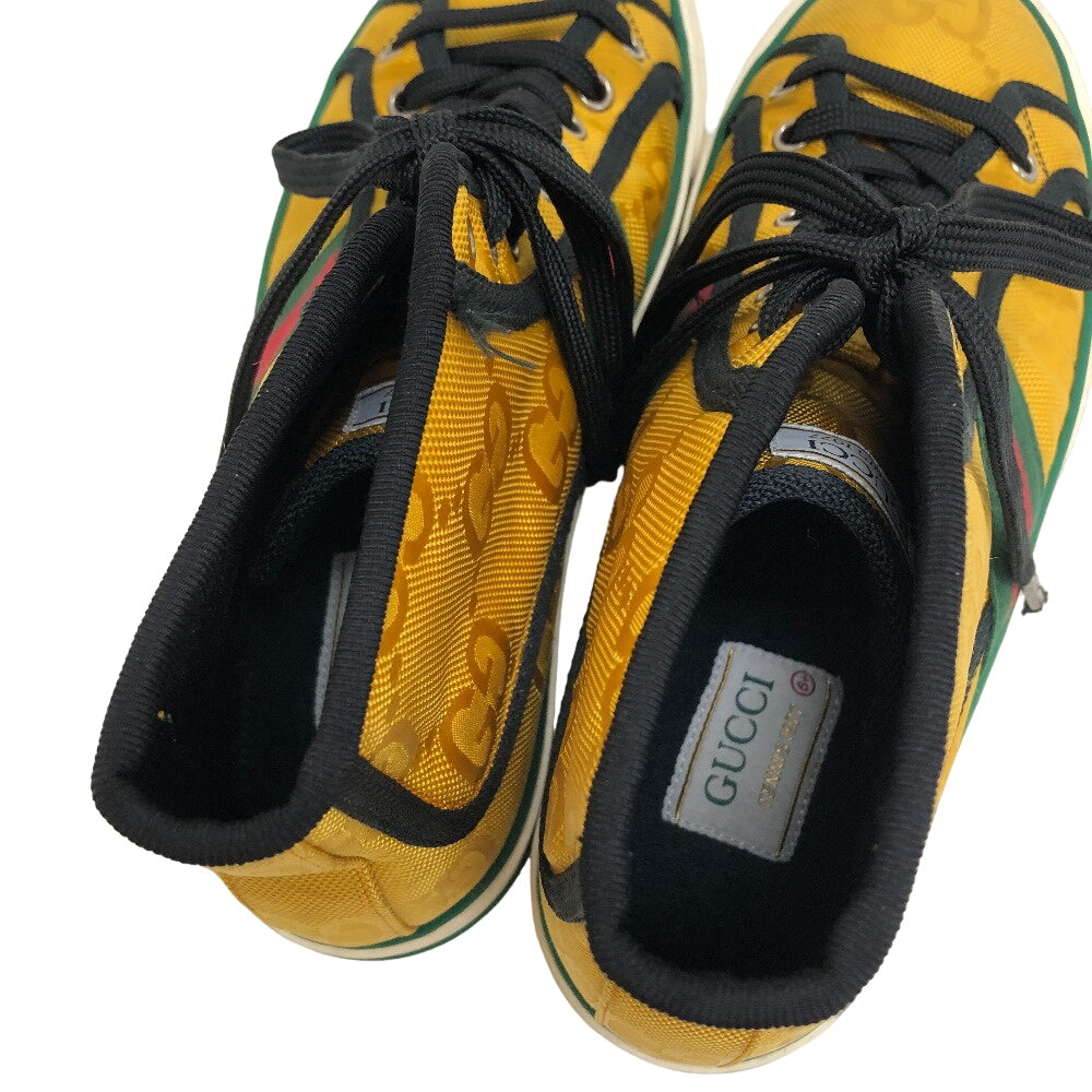 GUCCI sneakers fabric yellow Sherry Line GG Pattern TENNIS 1977 Women(Unisex) 6 1/2 Used