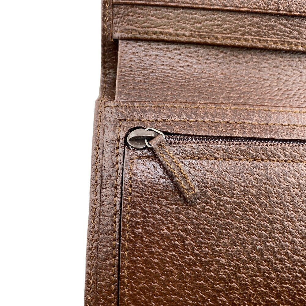 GUCCI Tri-fold wallet leather Brown Women(Unisex) Used