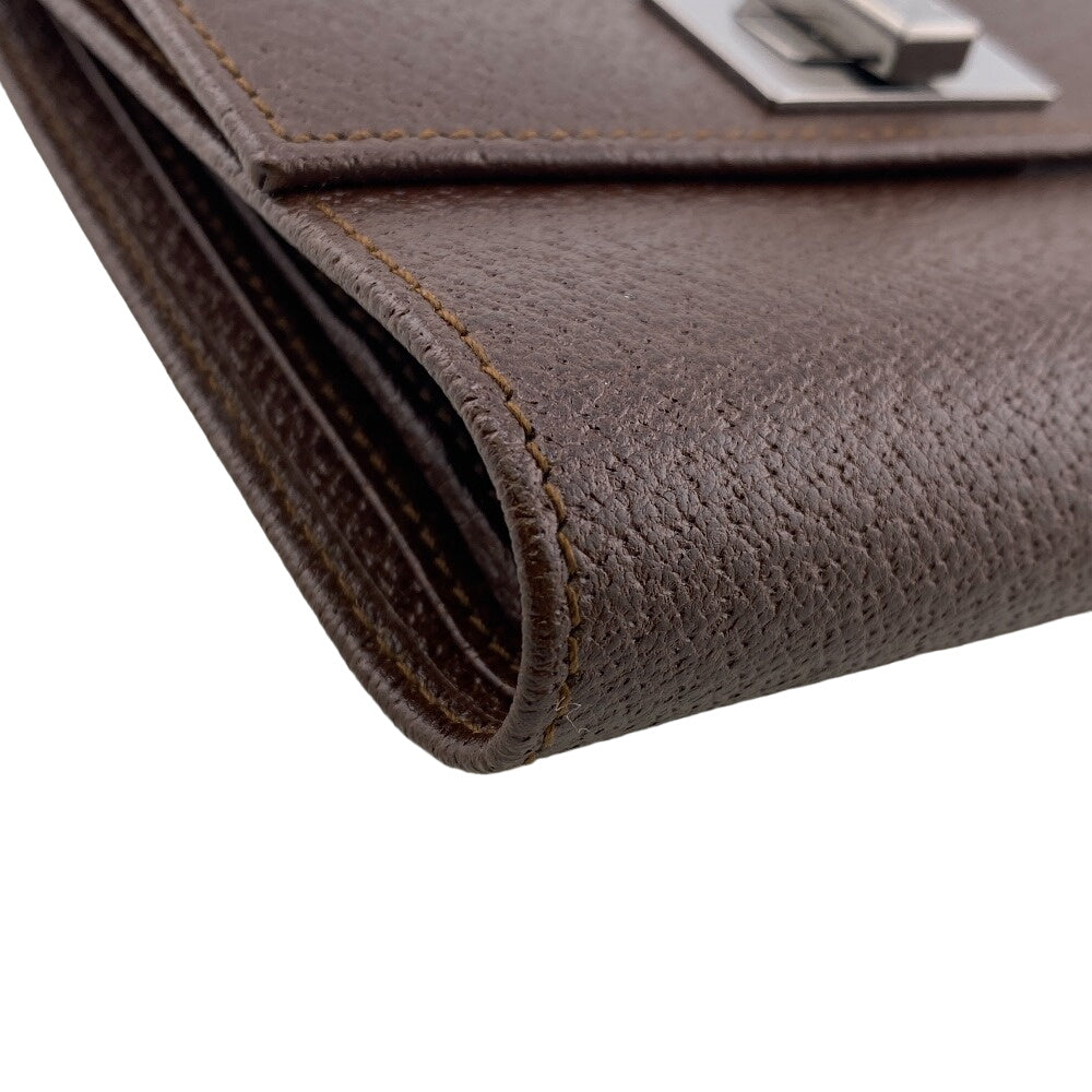 GUCCI Tri-fold wallet leather Brown Women(Unisex) Used