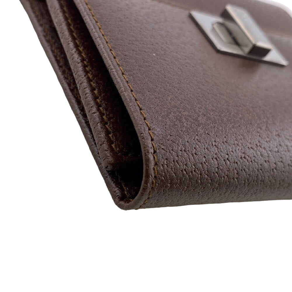 GUCCI Tri-fold wallet leather Brown Women(Unisex) Used