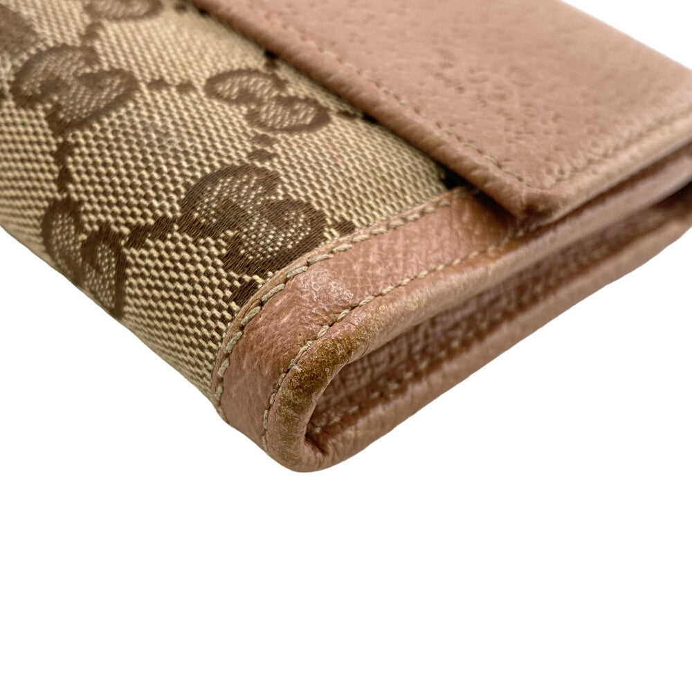 GUCCI Long Wallet Purse 323396 Canvas, Leather beige GG canvas Zippered Coin Pocket Long Wallet Women Used