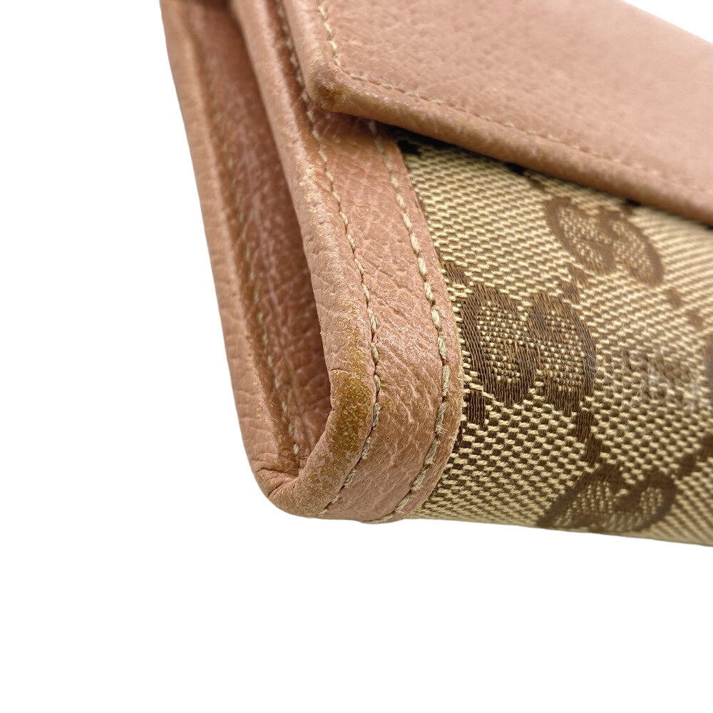 GUCCI Long Wallet Purse 323396 Canvas, Leather beige GG canvas Zippered Coin Pocket Long Wallet Women Used