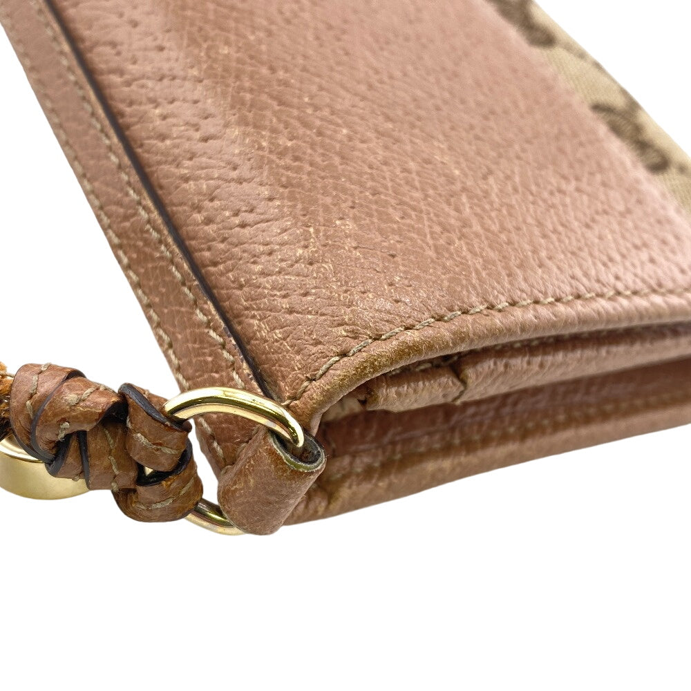 GUCCI Long Wallet Purse 323396 Canvas, Leather beige GG canvas Zippered Coin Pocket Long Wallet Women Used