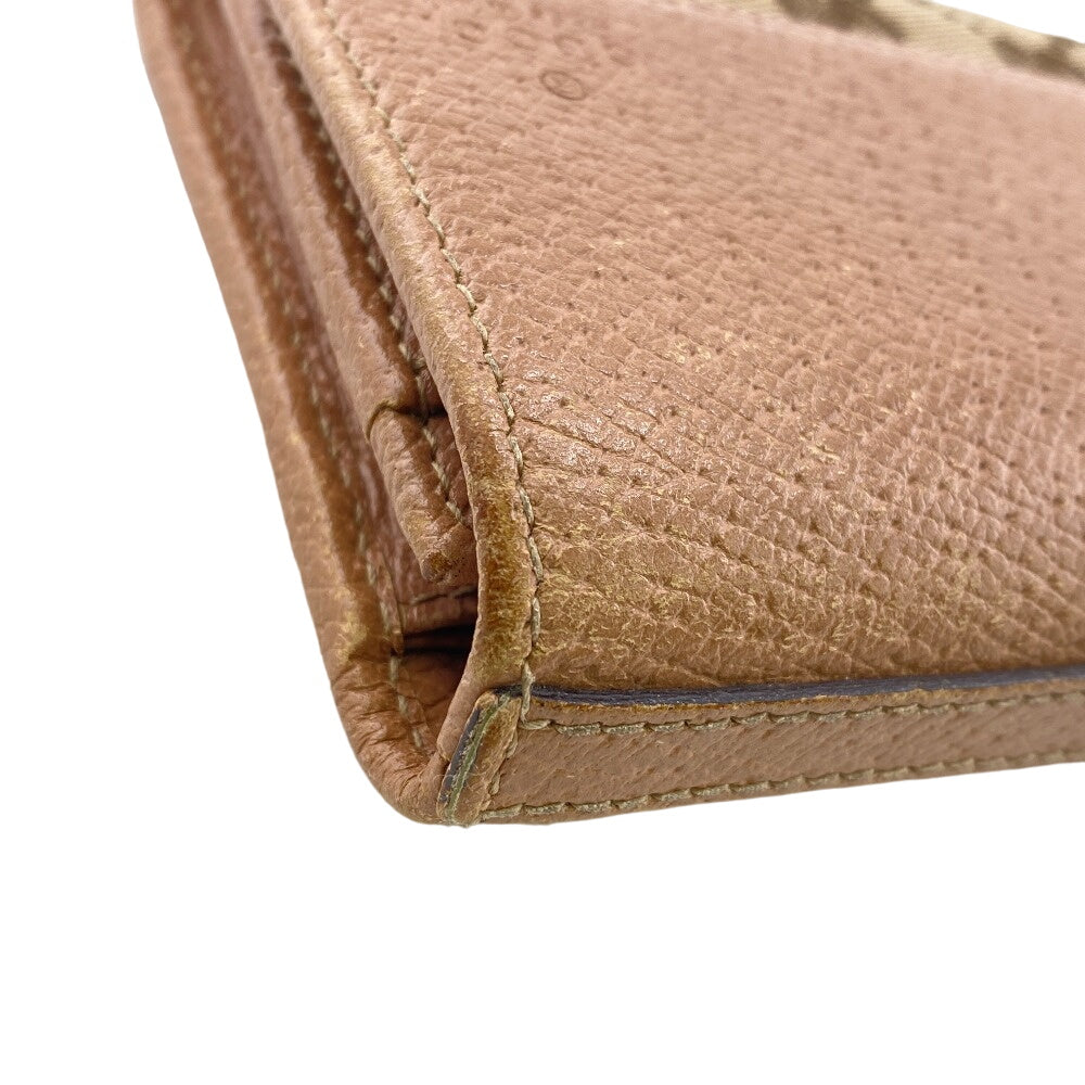 GUCCI Long Wallet Purse 323396 Canvas, Leather beige GG canvas Zippered Coin Pocket Long Wallet Women Used
