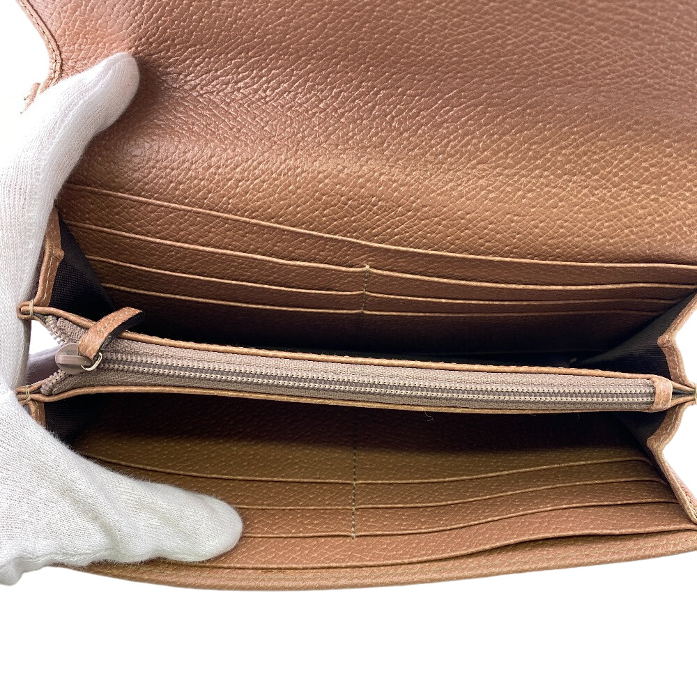 GUCCI Long Wallet Purse 323396 Canvas, Leather beige GG canvas Zippered Coin Pocket Long Wallet Women Used
