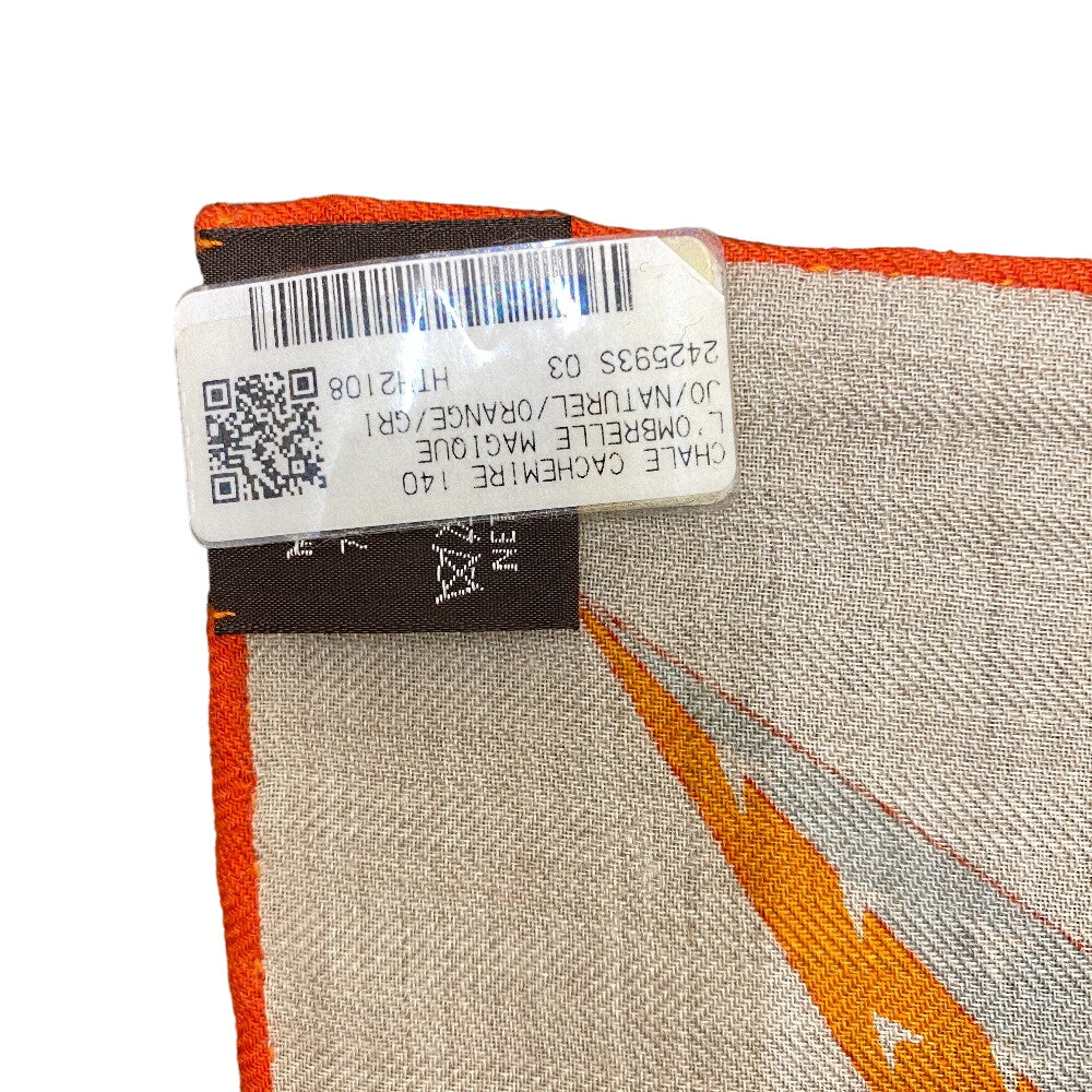 HERMES scarf Cashmere, Silk Orange L'OMBRELLE MAGIQUE Magic wand umbrella Caregean Women 140 Used