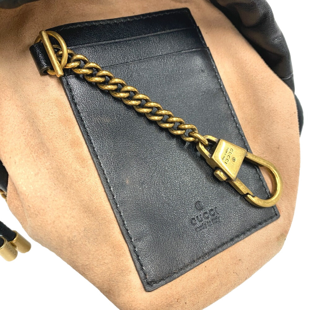 GUCCI Shoulder Bag leather black ChainShoulder GG Marmont Women Used