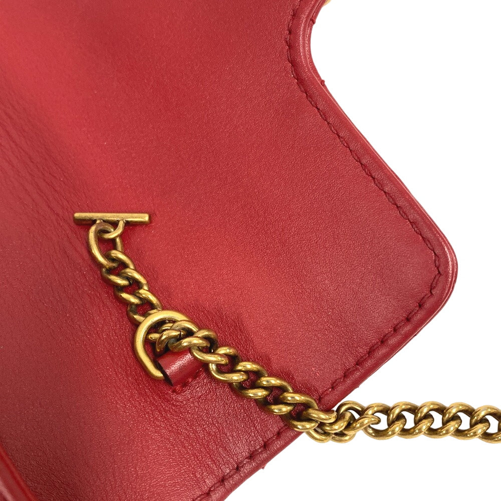 GUCCI Shoulder Bag 476433 leather Red ChainShoulder GG Marmont Women Used