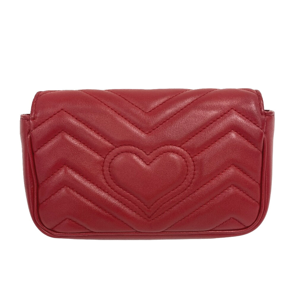 GUCCI Shoulder Bag 476433 leather Red ChainShoulder GG Marmont Women Used