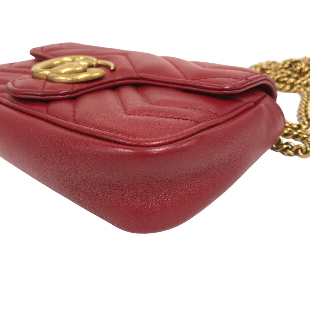 GUCCI Shoulder Bag 476433 leather Red ChainShoulder GG Marmont Women Used