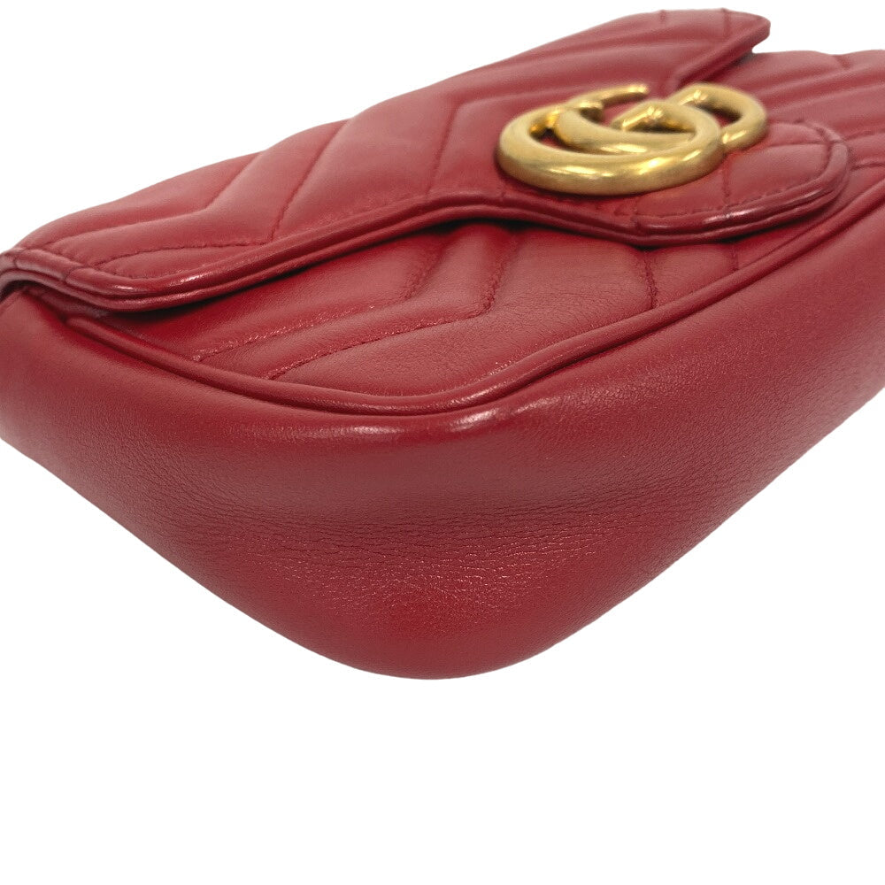 GUCCI Shoulder Bag 476433 leather Red ChainShoulder GG Marmont Women Used