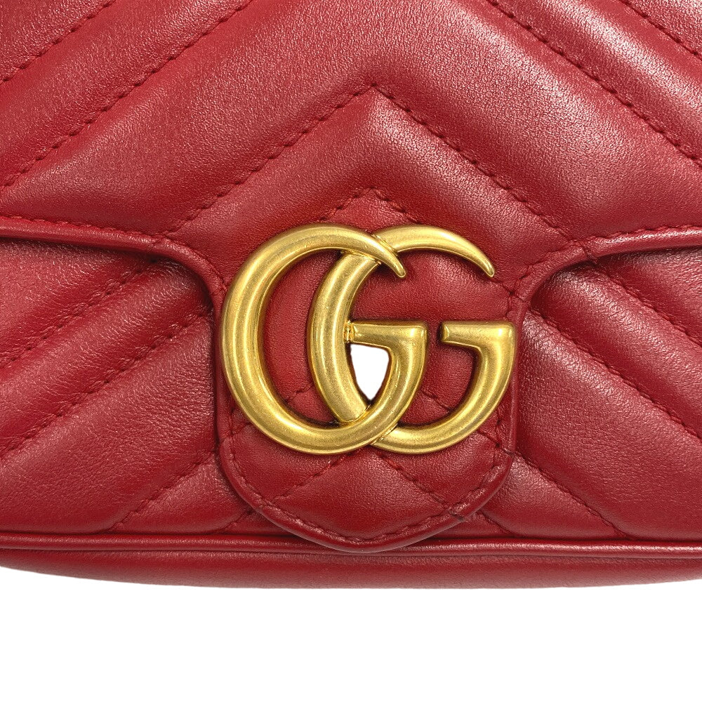 GUCCI Shoulder Bag 476433 leather Red ChainShoulder GG Marmont Women Used