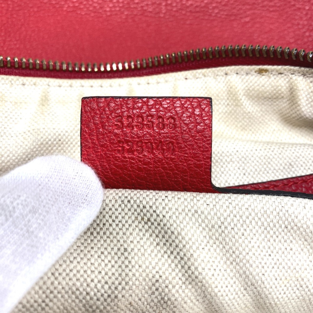 GUCCI Shoulder Bag 523588 leather Red Half moon Logo print unisex(Unisex) Used