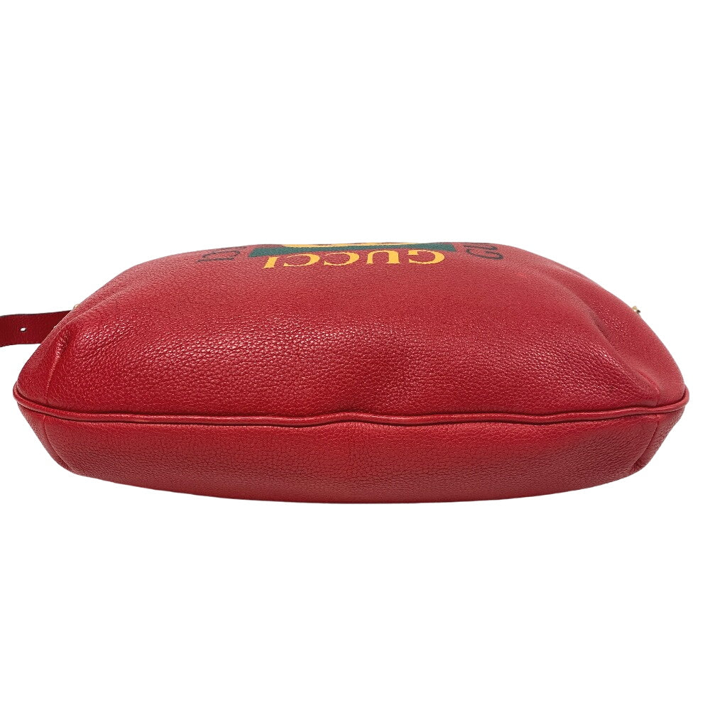 GUCCI Shoulder Bag 523588 leather Red Half moon Logo print unisex(Unisex) Used