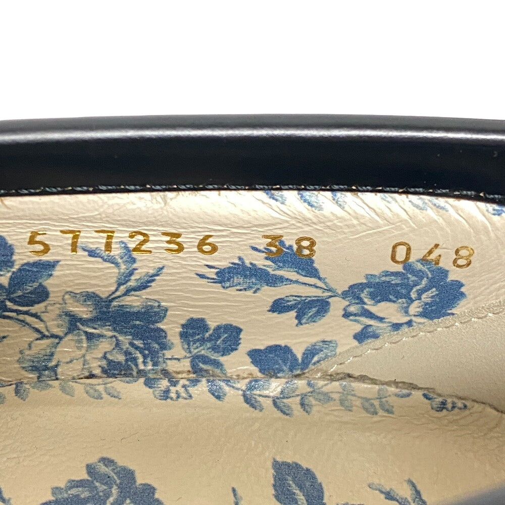 GUCCI loafers 577236 leather black 38 Bee embroidery Horsebit Women 38 Secondhand
