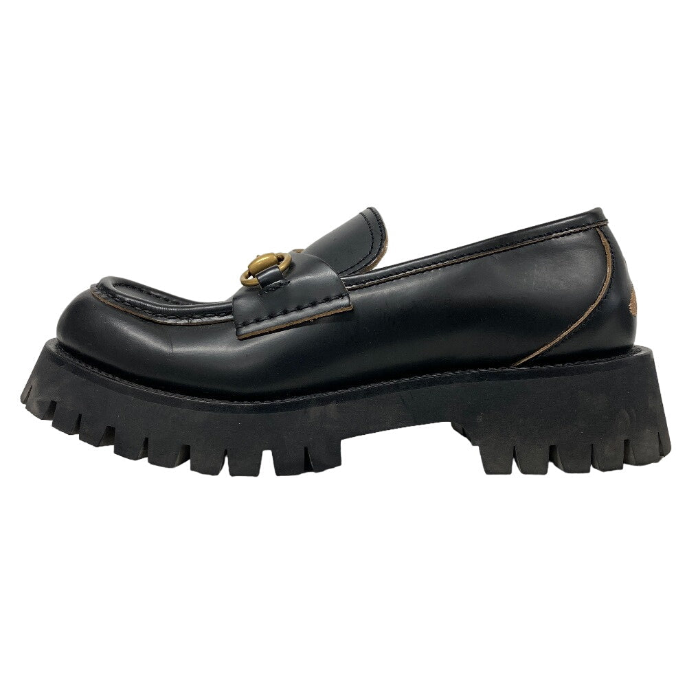GUCCI loafers 577236 leather black 38 Bee embroidery Horsebit Women 38 Secondhand