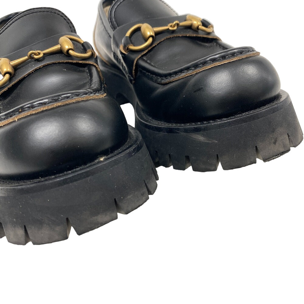 GUCCI loafers 577236 leather black 38 Bee embroidery Horsebit Women 38 Secondhand
