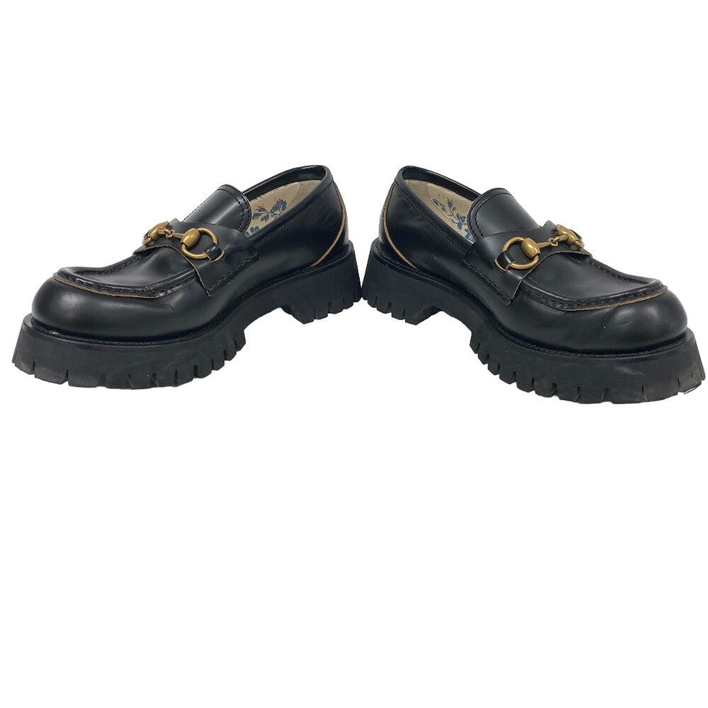 GUCCI loafers 577236 leather black 38 Bee embroidery Horsebit Women 38 Secondhand