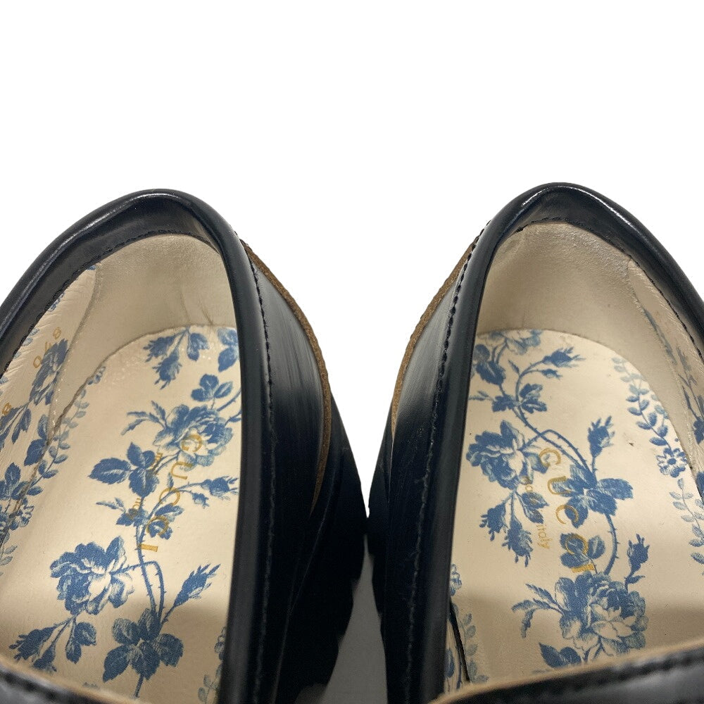 GUCCI loafers 577236 leather black 38 Bee embroidery Horsebit Women 38 Secondhand