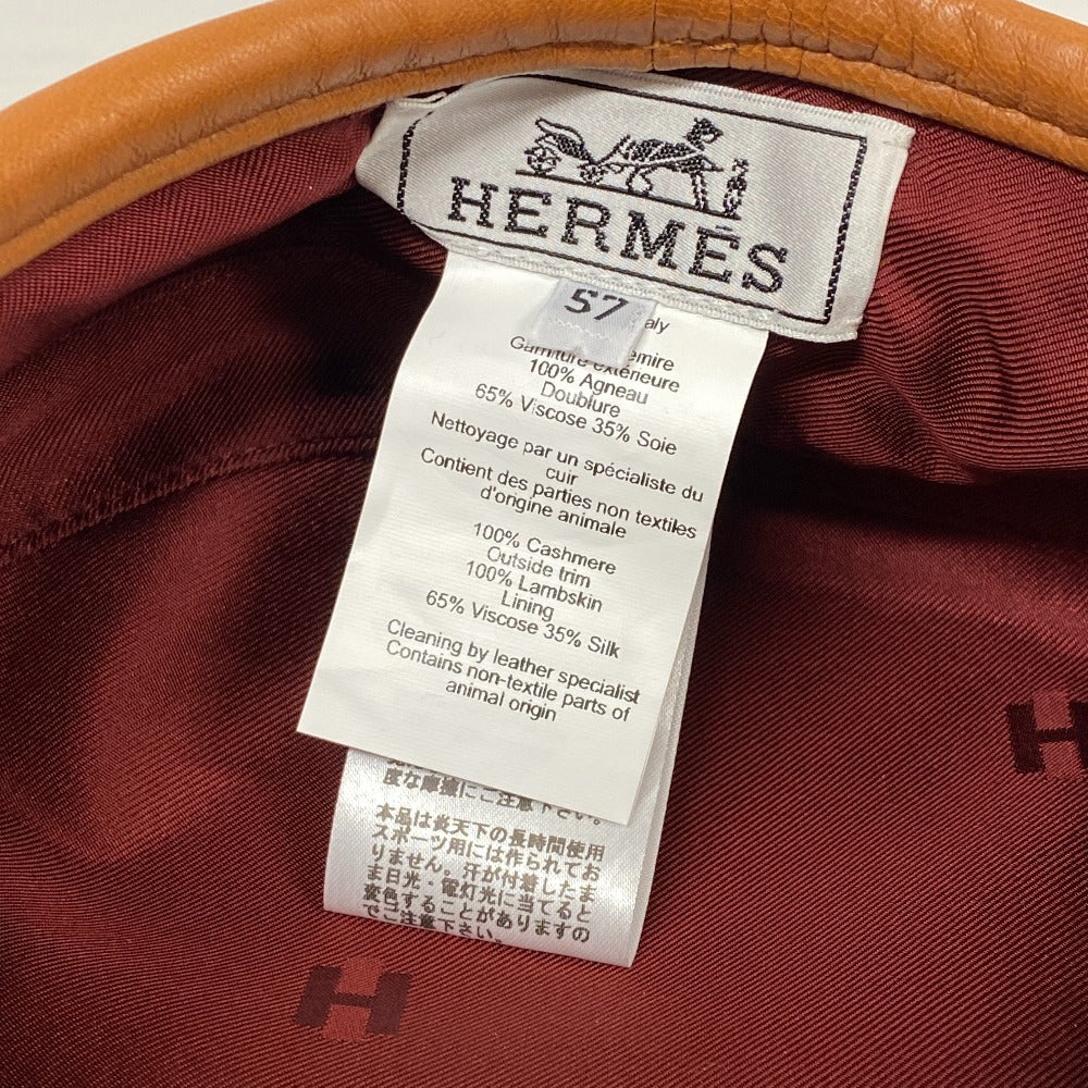 HERMES beret Brown diamond Brown Serie Women(Unisex) 57 Used