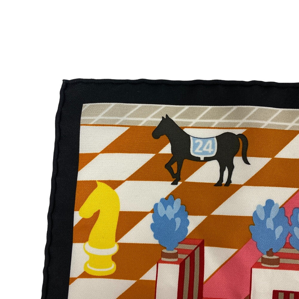 HERMES scarf silk multicolor Carre45 Gavroche Horse Club Detail Women Used