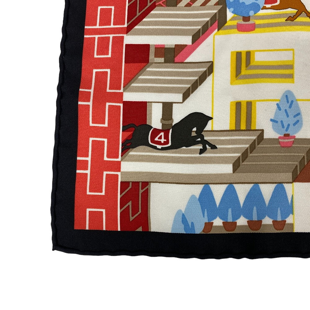 HERMES scarf silk multicolor Carre45 Gavroche Horse Club Detail Women Used