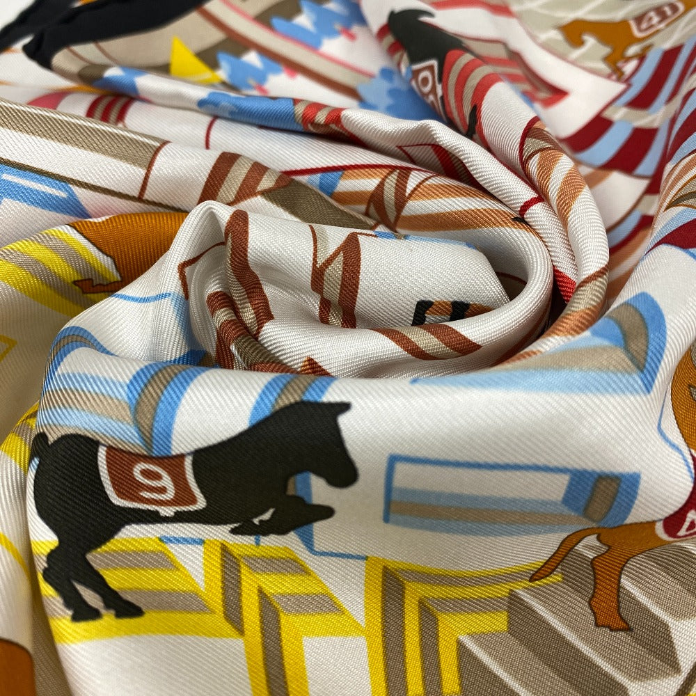 HERMES scarf silk multicolor Carre45 Gavroche Horse Club Detail Women Used