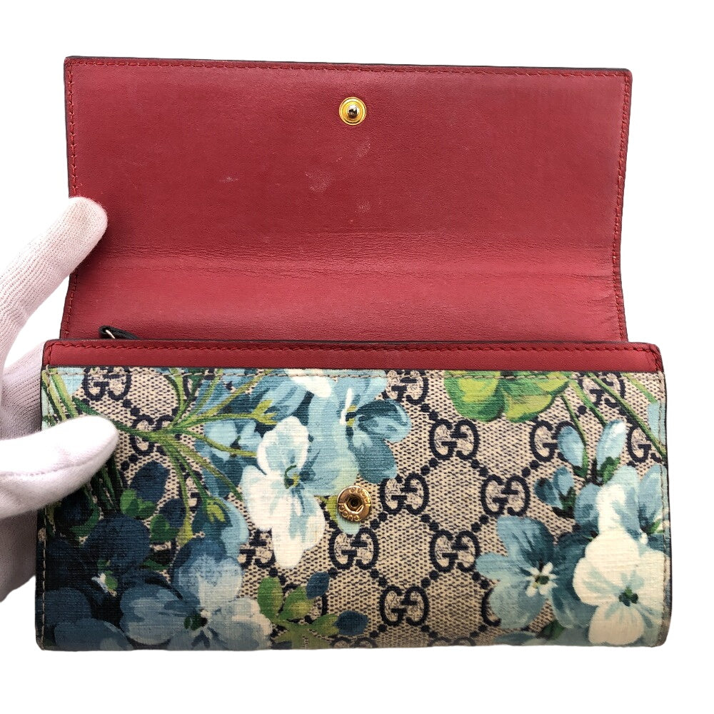 GUCCI Long Wallet Purse 546367 PVC beige GG Blooms Women Used